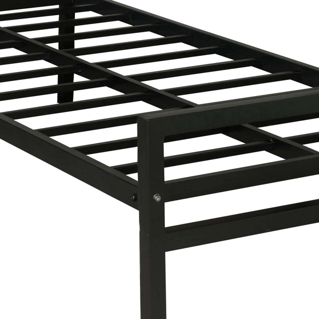 Striker Metal Bed Black Lite Dual single mattress closeup view