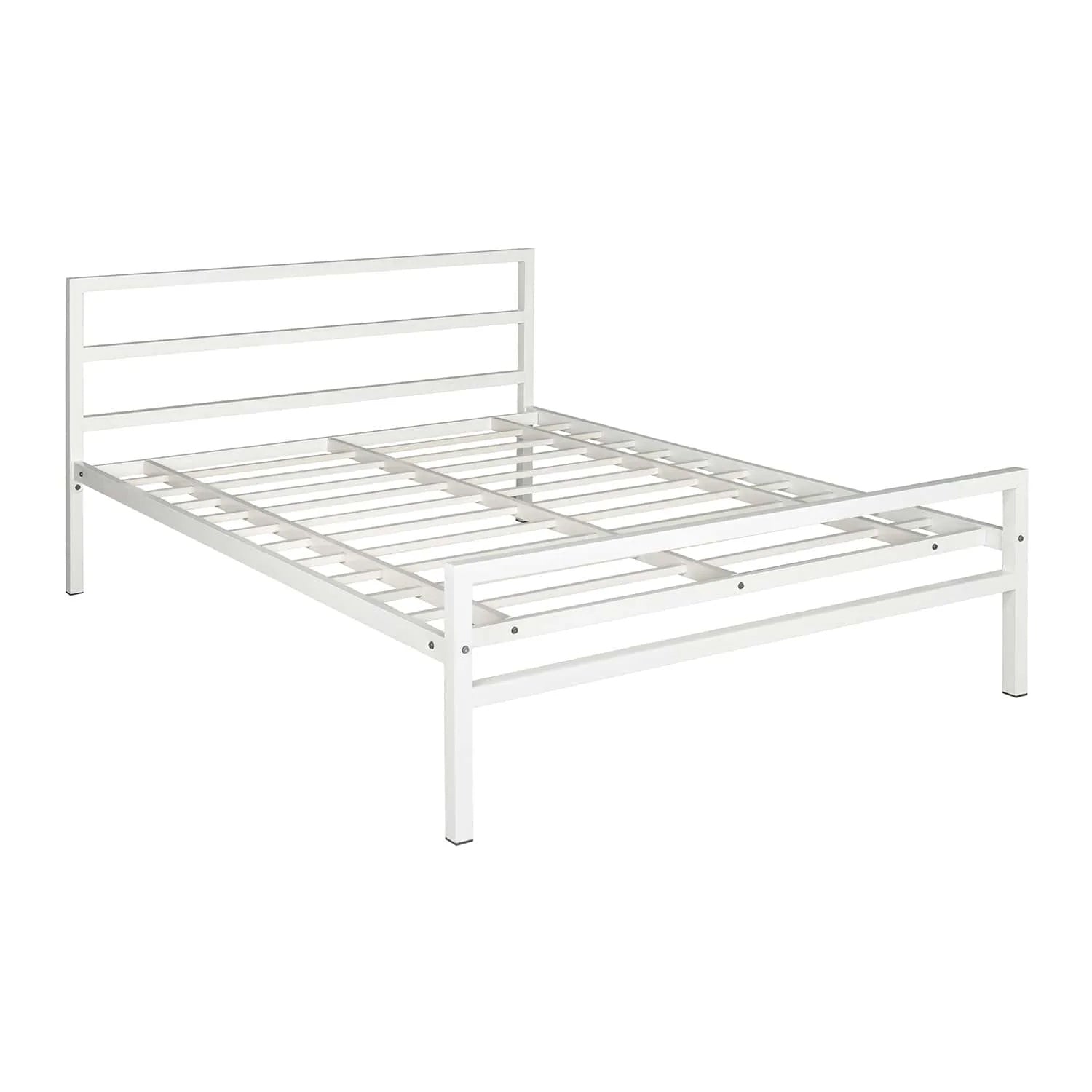Striker Metal Bed White Lite Dual mattress king bed side view