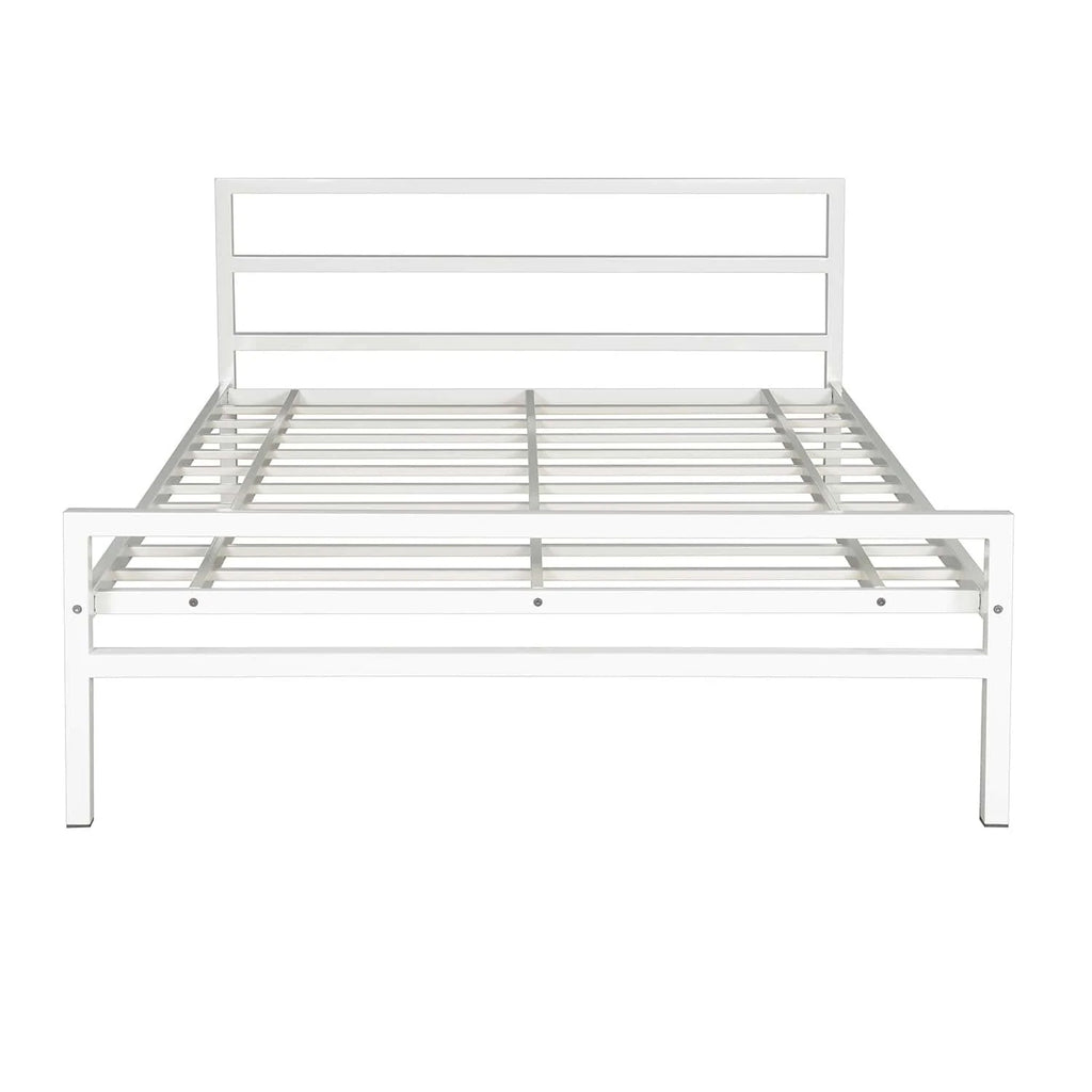 Striker Metal Bed white Plus Mattress King bed front image